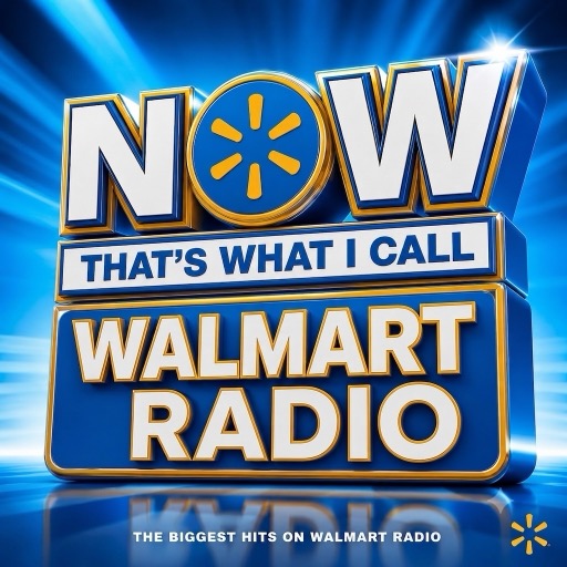 Mock album cover reading “NOW That's What I Call Walmart Radio”